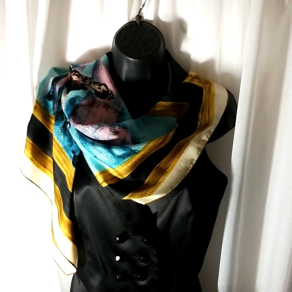 1950's "Jeanne Lanvin" Authentic Vintage Silk Scarf - Picture 4 of 8